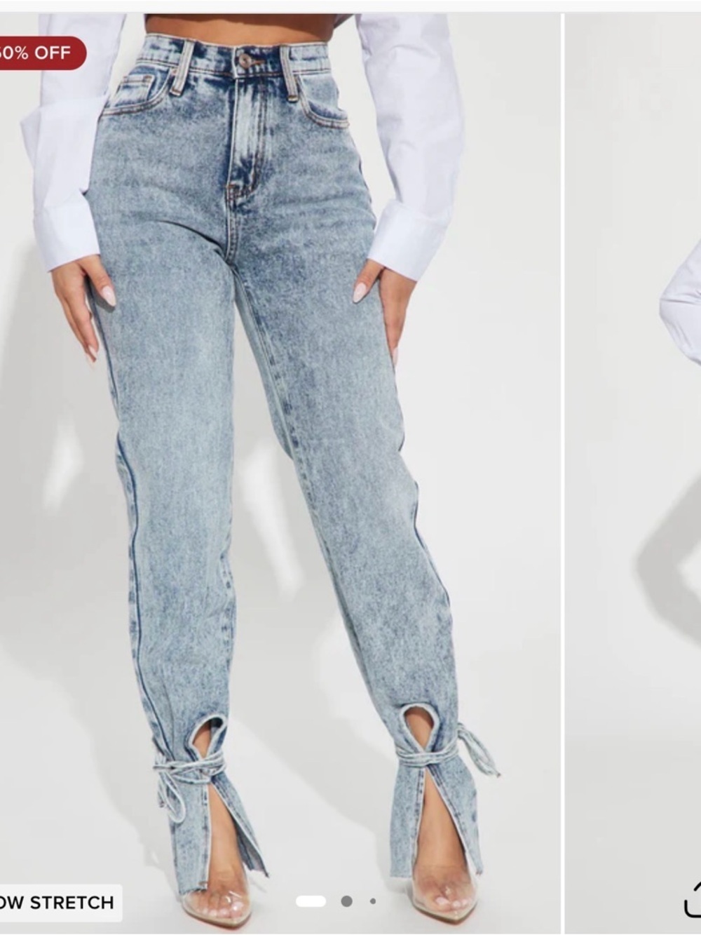Fashion Nova Light Blue High-Rise Tie-Hem Jeans